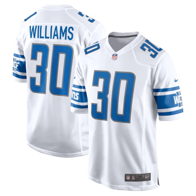 mens nike jamaal williams white detroit lions player game jersey